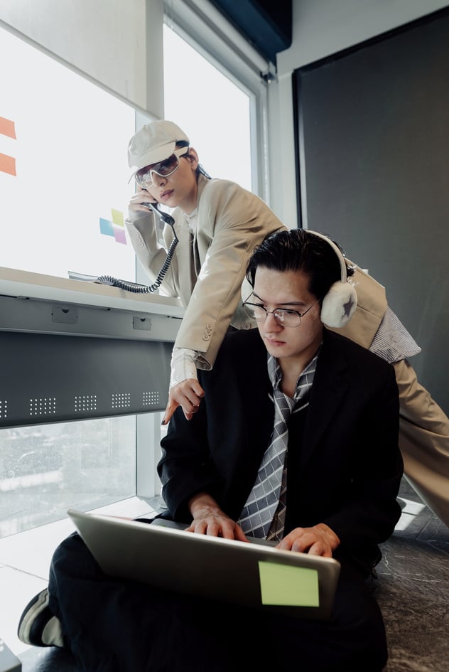 Minimal Fashion Office Stylish Man and Woman in an Office